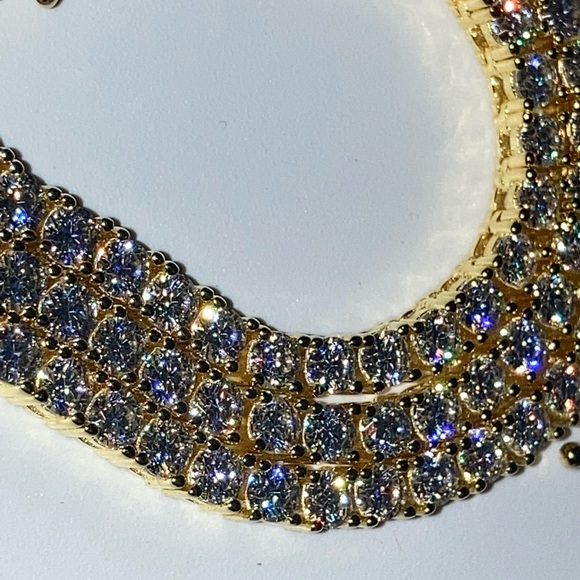 18k Yellow Gold Plated Moissanite Tennis Chain Necklace 18-24” 3mm 925 Silver - Picture 5 of 7